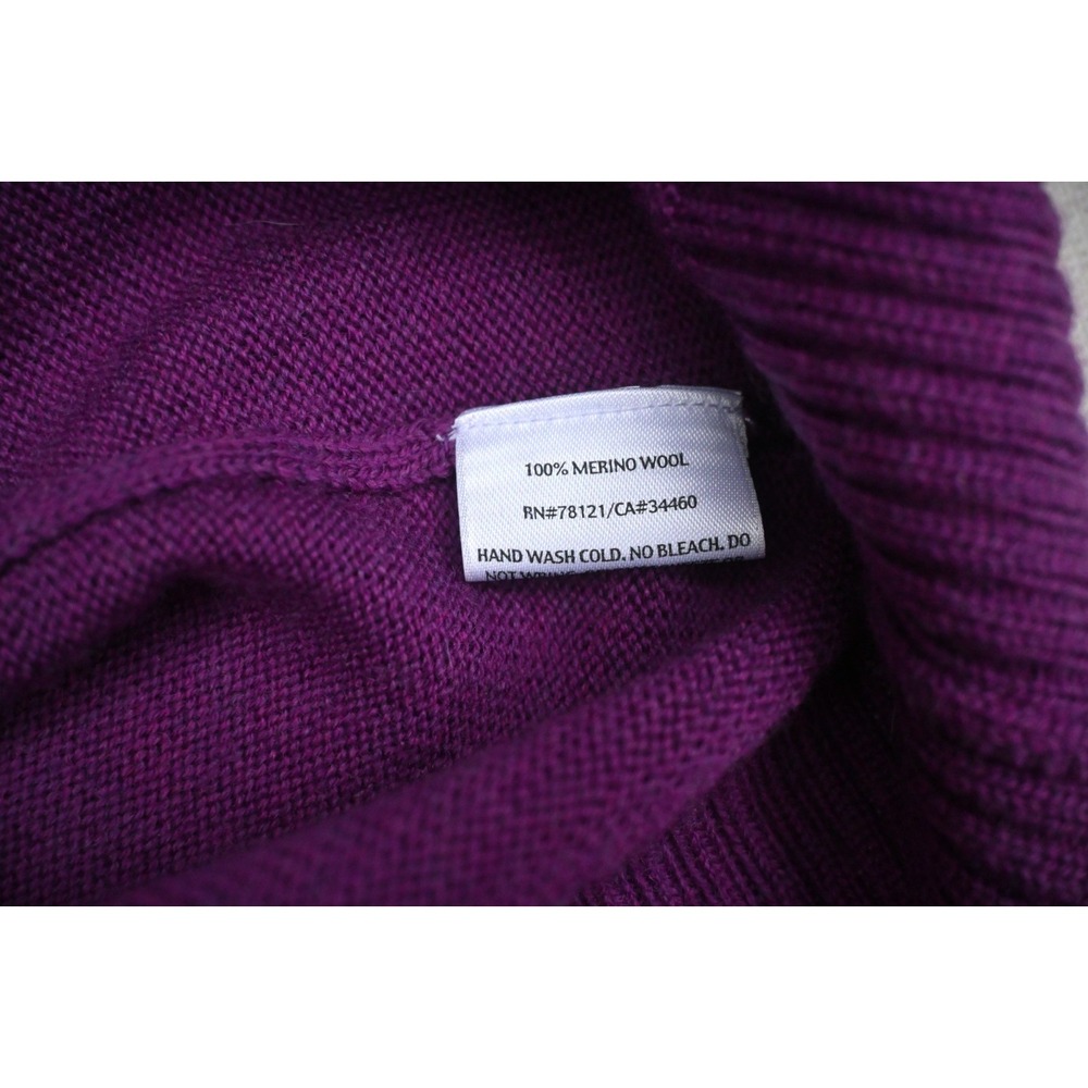 Eileen Fisher Womens XS 100% Merino Wool Cardigan Purple Open Front Fine Gauge - Picture 6 of 9